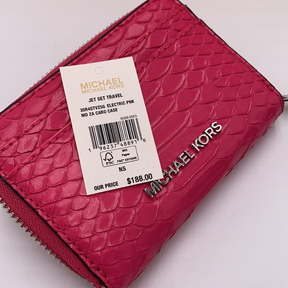 MICHAEL KORS MEDIUM ZIP AROUND CARD CASE ELECTRIC PINK COLOR - Picture 8 of 12